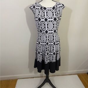 Tiana B. Monochrome Patterned Midi Dress